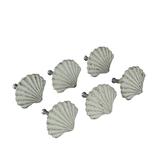 Set Of 6 Cast Iron Scallop Sea Shell Drawer Pulls Nautical Cabinet - 1.75 X 2 X 1.25 inches