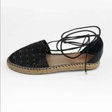 Anthropologie Shoes | Anthropologie Jasper & Jeera Perforated Leather Espadrilles Size 7 | Color: Black/Cream | Size: 7