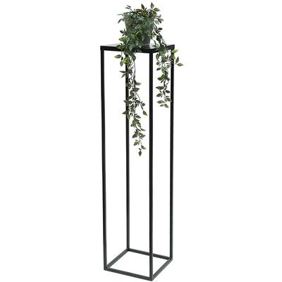 Blumenhocker Metall Schwarz 100 cm Eckig Blumenständer Beistelltisch FRA-006 Blumensäule Modern