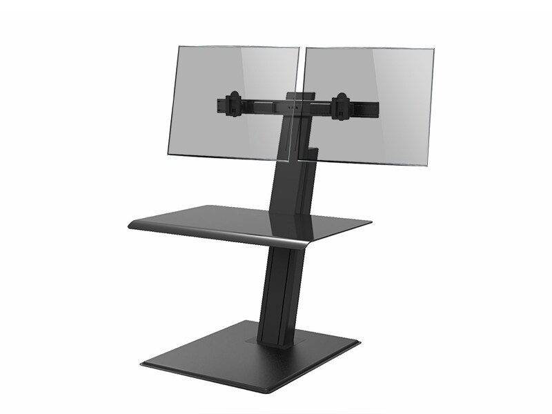 Humanscale QuickStand Eco Steh-Sitz Arbeitsplatz mit 2-fach Monitorhalter, schwarz Image