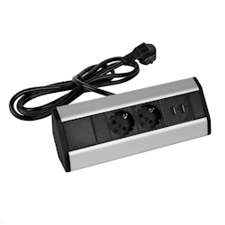 TecLines TAS003S 2-fach Ecksteckdose mit 2x USB-Charger, silber Image