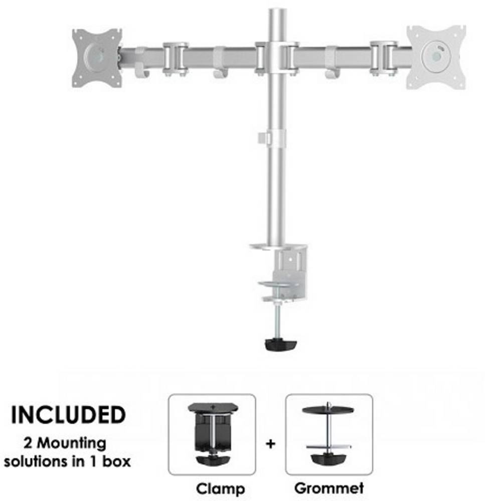 Neomounts by star NM-D135DSILVER 2fach Monitor-Tischhalterung 25,4 cm (10") - 76,2 cm (30") Neigb Image