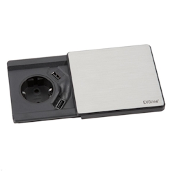 EVOline Square80 Einbausteckdose mit USB-Charger A/A, Edelstahl Image