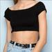 Brandy Melville Tops | Brandy Melville Black Smocked Off The Shoulder Top | Color: Black | Size: Os