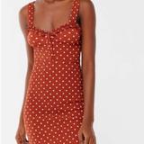 Urban Outfitters Dresses | Dresses Urban Outfitters Uo Vivienne Polka Dot Mini Bodycon Dress | Color: Orange | Size: M