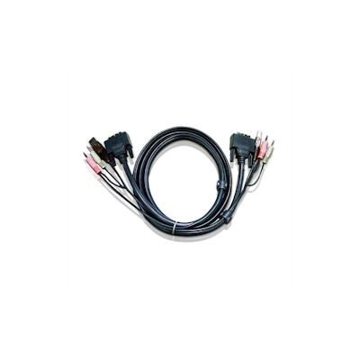 ATEN 2L-7D03UI KVM Kabel DVI-I (Single Link), USB, Audio, schwarz, 3 m