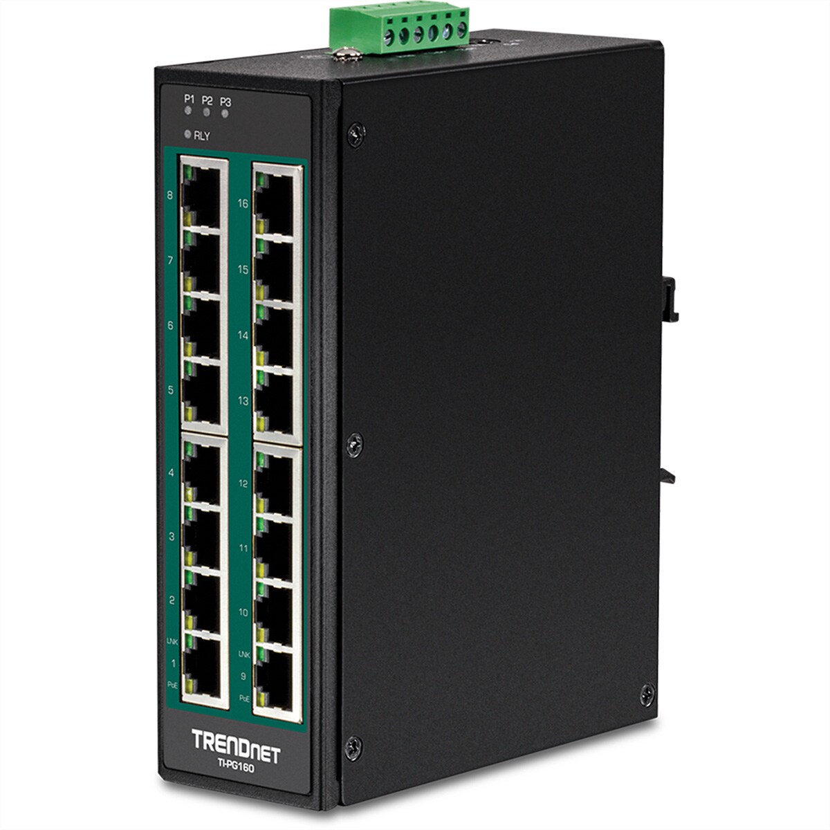 TRENDnet TI-PG160 DIN-Rail Switch PoE+ 16-Port Industrial Gigabit Image