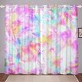 Girls Curtains Boho Hippie Tie Dye Curtains for Bedroom Living Room for Kids Women Bohemian Gypsy Decor Windows Drapes Chic Rainbow Colorful Room Decoration,W46*L54