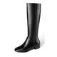 REKALFO Women Soft Breathable Leather side zip Round toe Knee High chunky Heel winter boots black 2.5 UK