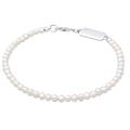 Kuzzoi Buddha Men's Bracelet with Freshwater Pearls (3 mm) Oval Shaped Pearl Bracelet for Men in 925 Sterling Silver Unisex Bracelet with Pearls Length 19-23 cm,