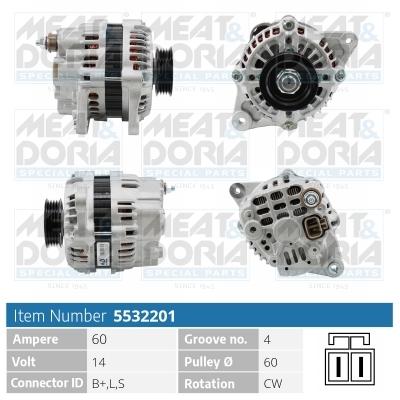 MEAT & DORIA Generator 14V 60A für HYUNDAI KIA 37300-02503AT 37300-02503 5532201 Image