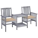 vidaXL Patio Bistro Set Table and Chairs Conversation Set Solid Acacia Wood - 62.6" x 24" x 36.2"