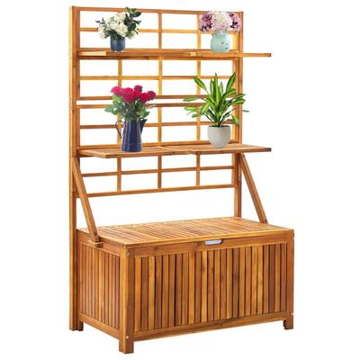 vidaXL Outdoor Storage Bench Garden Storage Box with Trellis Solid Wood Acacia