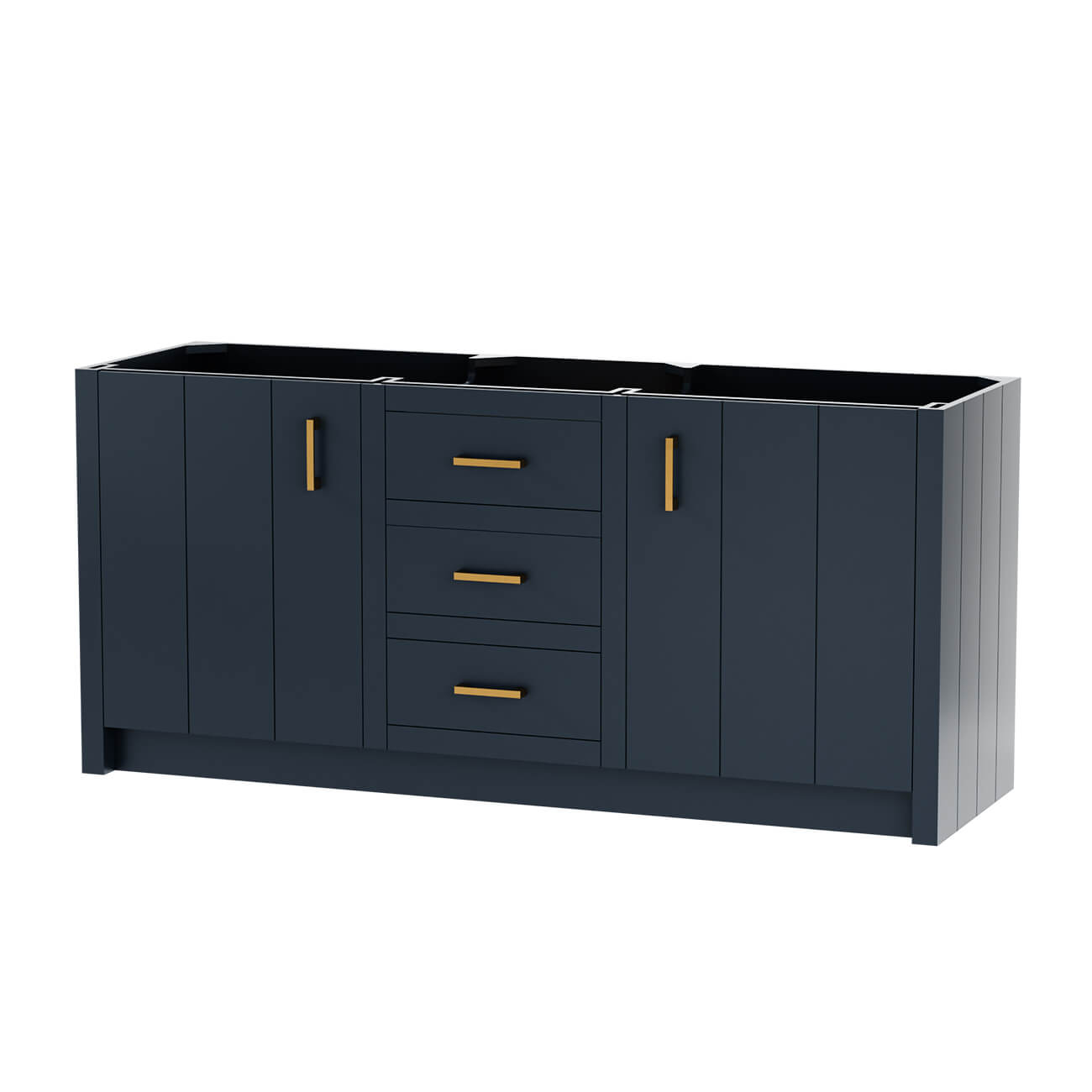 Randolph Morris Cora 72 Inch Solid Wood Double Bathroom Vanity and No Top - Navy RMAST-72-BLUE-NT