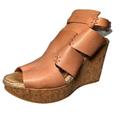 Free People Shoes | Free People Vachetta Rose Leather Cork Wedge Platform Sandals Sz 39 Us 9 Natural | Color: Cream/Tan | Size: 39