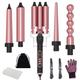 Curling Iron- 5-in-1 Curling Wand Set with 3 Barrel Hair Waver, Ceramic Curling Iron Set Curling Tongs Interchangeable Waver Curling Wand for Long/Short Hair,LCD Display /80-230°C Adjustment Temp