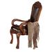 DAE Dresden Tufted Queen Anne Arm Chair in Cherry Oak Faux Leather/Wood/Upholstered in Brown | 46 H x 29 W x 26 D in | Wayfair 12154