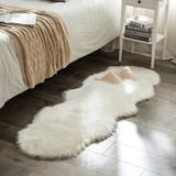 White 72 x 24 x 2.47 in Area Rug - Everly Quinn Area Rug, Faux Sheepskin Area Rug, Handmade Soft Fluffy Rugs, Faux Fur Plush Rugs, Bedroom Furry Rug | Wayfair