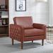 Armchair - Red Barrel Studio® 34.25" Wide Faux Leather Tufted Armchair Faux Leather/Leather in Brown | 33.46 H x 34.25 W x 29.13 D in | Wayfair