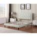 Lark Manor™ Abedin Tuffted Nailhead Trim Platform Bed w/ Adjustable Height Platform Bed Upholstered/ in White/Brown | Wayfair