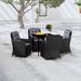 Winston Porter 5 Piece Patio Dining Set Glass/Wicker/Rattan in Black | 29.13 H x 31.5 W x 25.59 D in | Wayfair CC4E2EADA92E44B2B3AC3E3A168A2F2A