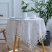 Dakota Fields Retro Hollow Lace Tablecloth Cover Ins Wind Rectangular Pastoral Table Cloth Round Table Cloth in White | 47.24 D in | Wayfair