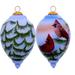 The Holiday Aisle® Perched Winter Cardinal Finial Ornament Glass in Green/Red/White | 4 H x 2.5 W x 2.5 D in | Wayfair