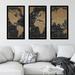 17 Stories "Mappemonde Borderless Gold" By Pela Studio 3 Piece Print On Acrylic Plastic/Acrylic in Black | 33.5 H x 52.5 W x 1 D in | Wayfair