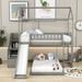 Harper Orchard Twin Over Twin L-Shaped Bunk Bed w/ Storage Staircase & Slide in Gray | 84 H x 75 W x 93 D in | Wayfair