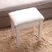 Winston Porter Cyrie Vanity Stool Wood/Upholstered in Brown/White | 17.72 H x 16.93 W x 12.99 D in | Wayfair CC8A0CB240C44254A19C88038B867495