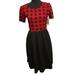 Lularoe Dresses | Lularoe Amelia Dress Buffalo Plaid Large Red Black Htf Nwt Pockets Pleats | Color: Black/Red | Size: L