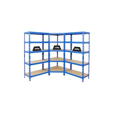 PROREGAL Mega Deal | 1x Eckregal + 2x Schwerlastregal Tiger | Fachlast 175 + 265 kg | Blau | Stecksystem Lagerregal Regalsystem 3 Stk. Image