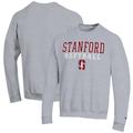 Men's Champion Gray Stanford Cardinal Softball Stack Pullover Crewneck Sweatshirt