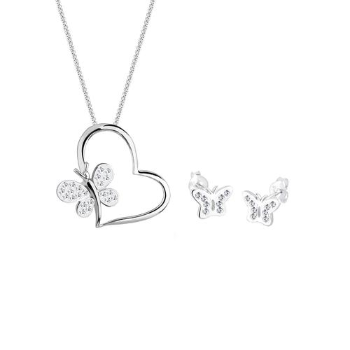 Elli – Elli Schmuckset Schmetterling Herz Kristalle Silber Schmuck-Set Damen