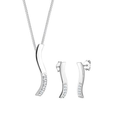 Elli - Welle Kristalle 925 Silber Schmuck-Set Damen