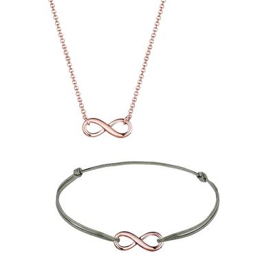 Elli - Infinity Unendlich Verbunden Liebe 925 Silber rosé Schmuck-Set 1 ct Damen