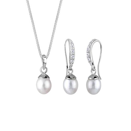 Elli – Elli Schmuckset Perle Zirkonia 925 Sterling Silber Schmuck-Set Damen