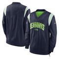 Men's Nike College Navy Seattle Seahawks Sideline Athletic Stack V-Neck Pullover Windshirt Jacket