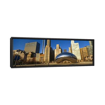 East Urban Home 'Cloud Gate in Millennium Park Chicago, Illinois' Photographic Print on Canvas in Black/Blue/Brown | 72 H x 72 W x 1.5 D in | Wayfair