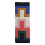 Black/Blue 31 x 0.25 in Area Rug - LOOMY Tetris Geometric Handwoven Wool/Blue/Pink/Black Area Rug Cotton/Wool | 31 W x 0.25 D in | Wayfair