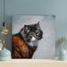 Latitude Run® Black & Brown Cat On Gray Concrete Floor - 1 Piece Square Graphic Art Print On Wrapped Canvas Metal in Black/Brown/Gray | Wayfair