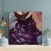 Latitude Run® Black Cat Wrapped In Maroon & Gray Plaid Textile - 1 Piece Square Graphic Art Print On Wrapped Canvas in Black/Gray/Indigo | Wayfair