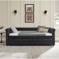 Red Barrel Studio® Daybed w/ Trundle Upholstered Tufted Sofa Bed, w/ Button & Copper Nail On ArmsFull Daybed & Twin Trundle | Wayfair