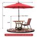 Arlmont & Co. Keontaye 108" Led Lighted Patio Market Sunbrella Umbrella Metal in Red | 90 H x 108 W x 108 D in | Wayfair