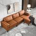 Brown Sectional - Orren Ellis Massanutten 100.78" Wide Faux Reversible Modular Sofa & Chaise w/ Ottoman Faux | Wayfair
