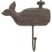 Rosecliff Heights Adilene Spouting Whale Single Wall Hook Cast Iron Rustic Brown Finish Wood/Metal in Brown/Gray | 5 H x 6 W x 4 D in | Wayfair