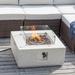 Latitude Run® 40000 BTU Square Concrete Propane Outdoor Fire Pit Table w/ Wind Guard in White | 12 H x 28 W x 28 D in | Wayfair