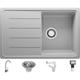 Evier Cuisine en Granit 78 x 50 cm Lavabo 1 bac + Robinet + Kit de Vidage, Évier à Encastrer de