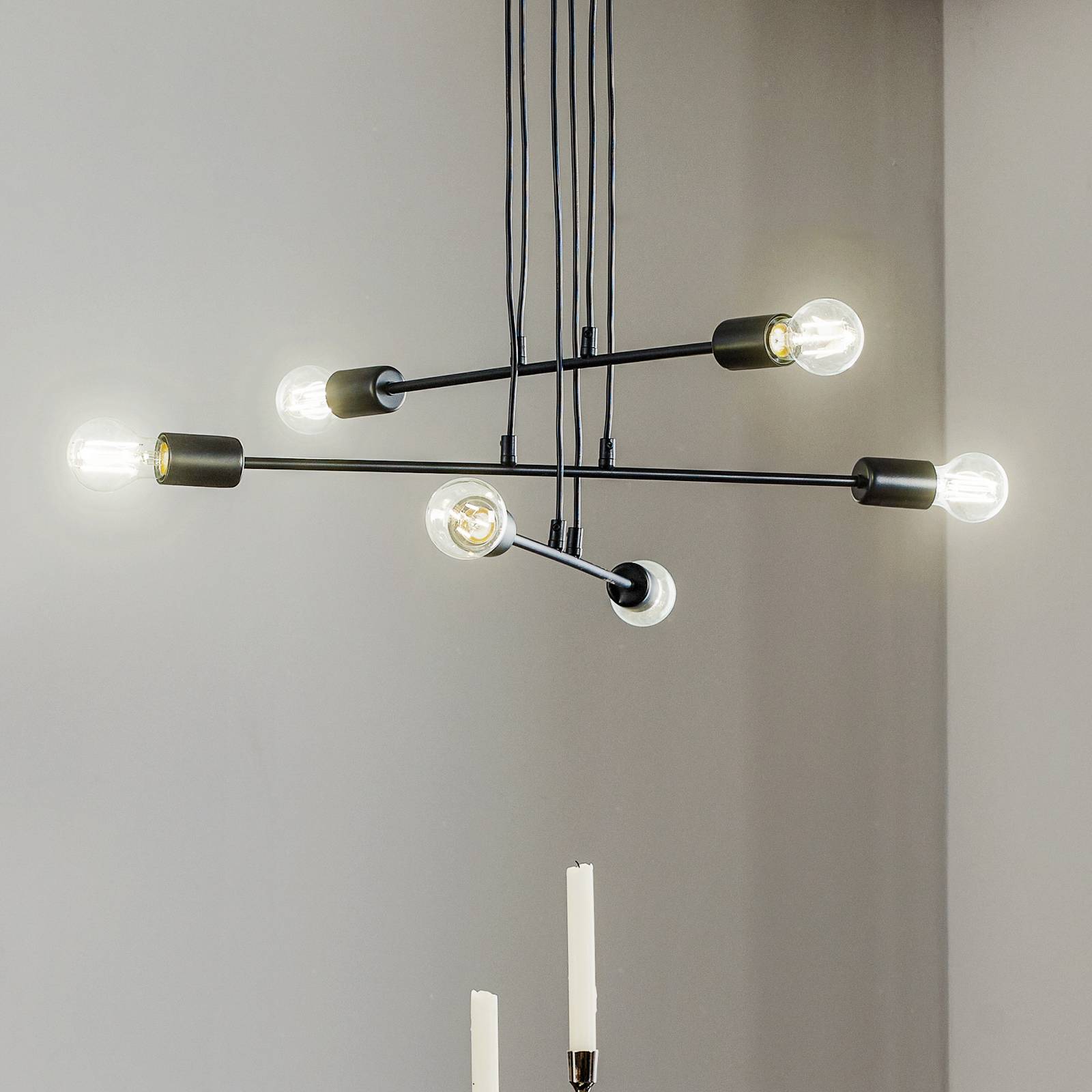 Hängelampe Multipo 6 EMIBIG LIGHTING, dimmbar, schwarz, für Wohn- / Esszimmer, Metall, Modern, Pendelleuchte