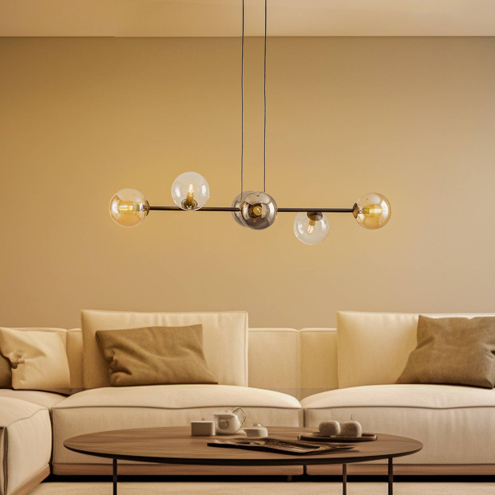 Hängelampe Glassy EMIBIG LIGHTING, dimmbar, schwarz, für Wohn- / Esszimmer, Glas, Modern, Pendelleuchte